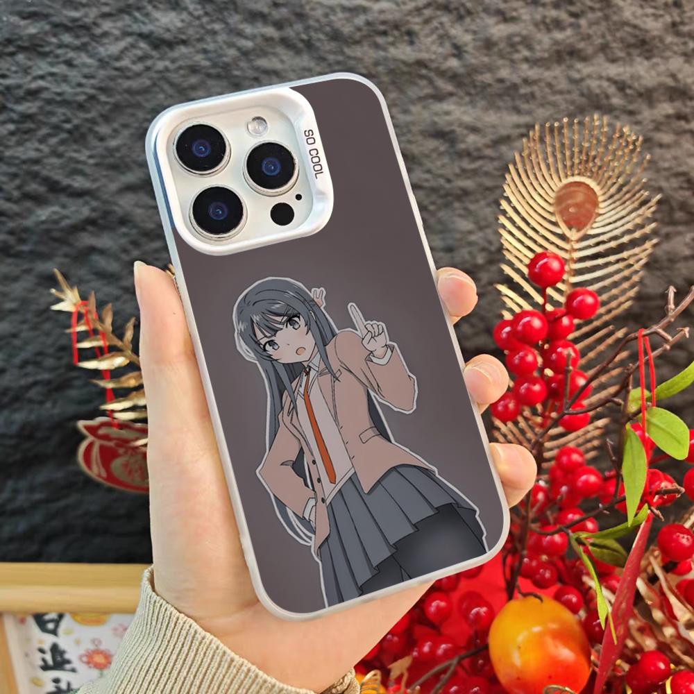 Anime S-Sakurajima M-Mais Frosted Phone Case For Iphone 17 16 15 14 Pro Max Xr Air Plus Black Silver Hard Shell Cover