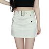 Syvent Beige Denim Above the Tight Slimming Elongating Perfect for Daily with Inner Cute Short Skirt Women's Skirt, Knee, Spring/Summer, A-Line Skirt,