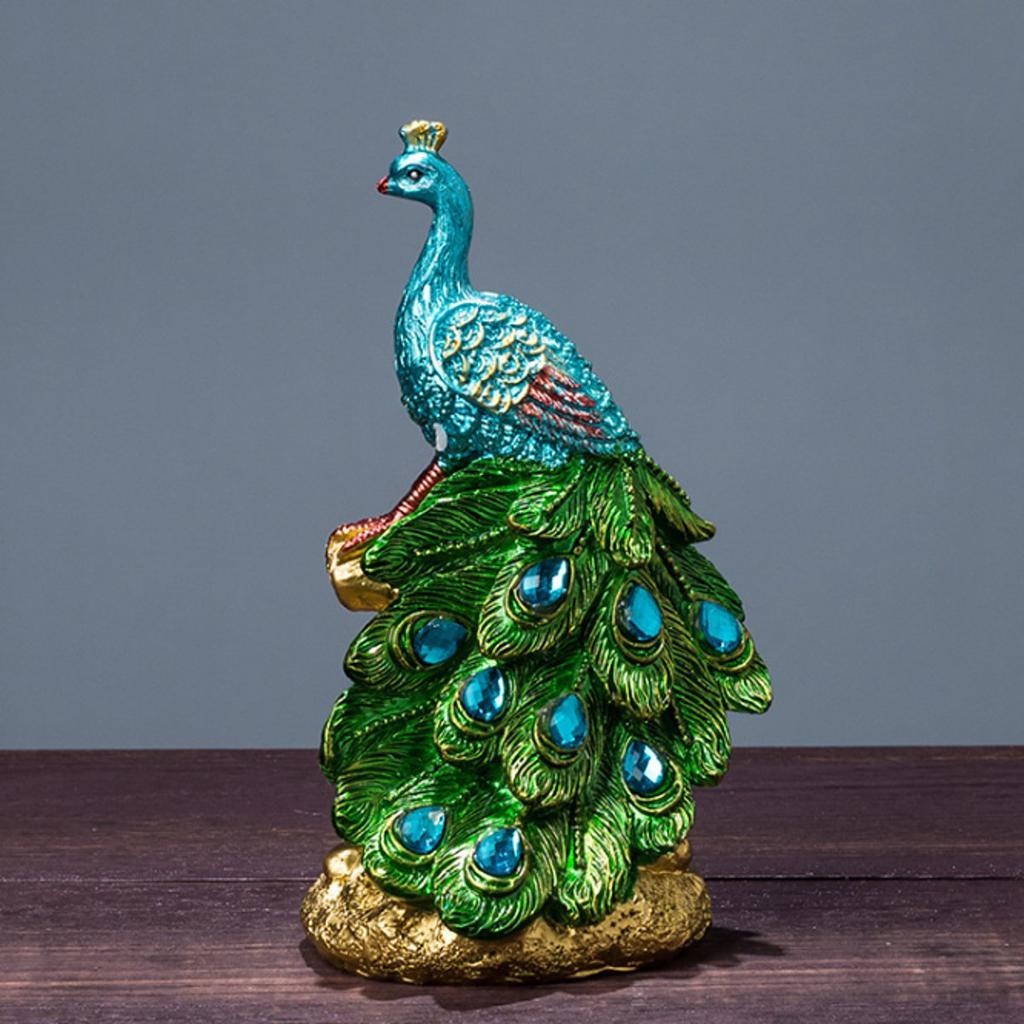 9x9x15cm Resin Mini Peacock Figurine Miniatures Home Decoration Statue Ornament Wedding Gift