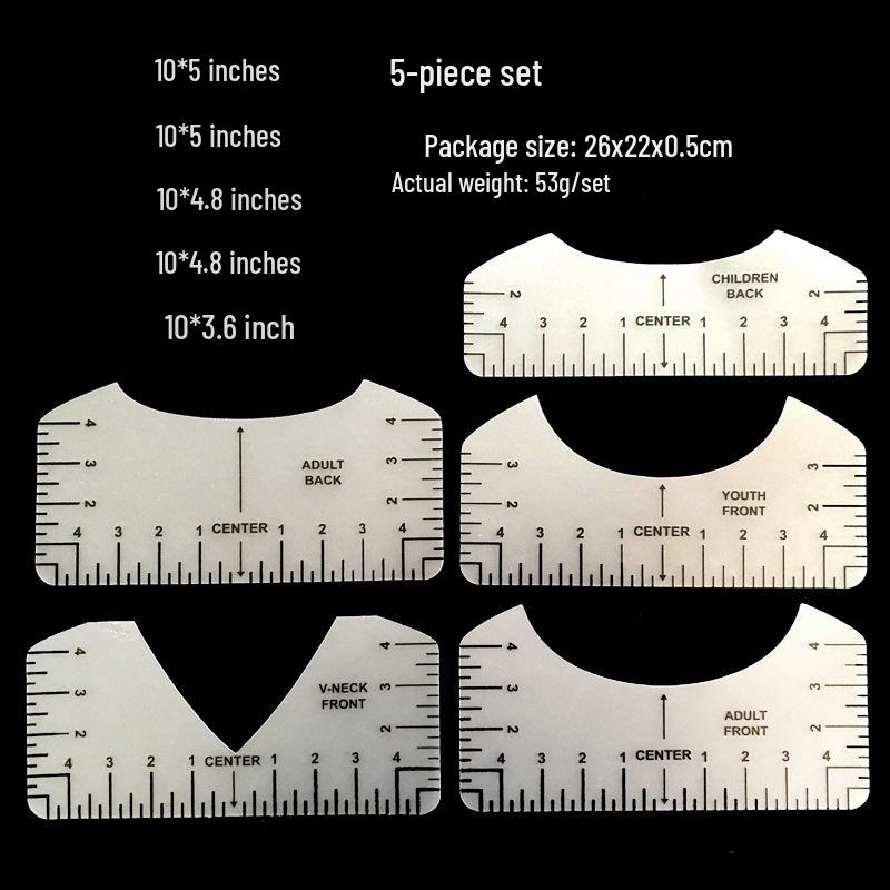 Cross-Border Crew Neck T-Shirt Alignment & Sewing Calibration Ruler Tool