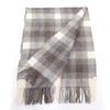 Excellent Brunello Cucinelli Shawl Large Checked Fringed Scarf Gray White Alpaca Women Used