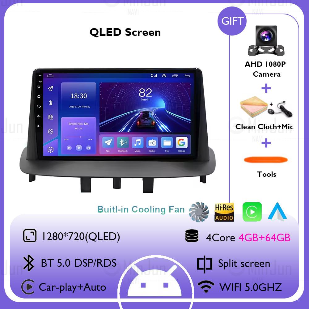 Android 14 Carplay Auto For Renault Megane 3 2008 - 2014 GPS Car Radio Navigation Multimedia Video Player DSP Stereo 4G+WIFI