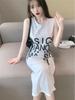 Summer Sleeveless French Letter Split Long Dress - Women's Loose Over-the-Knee Skirt