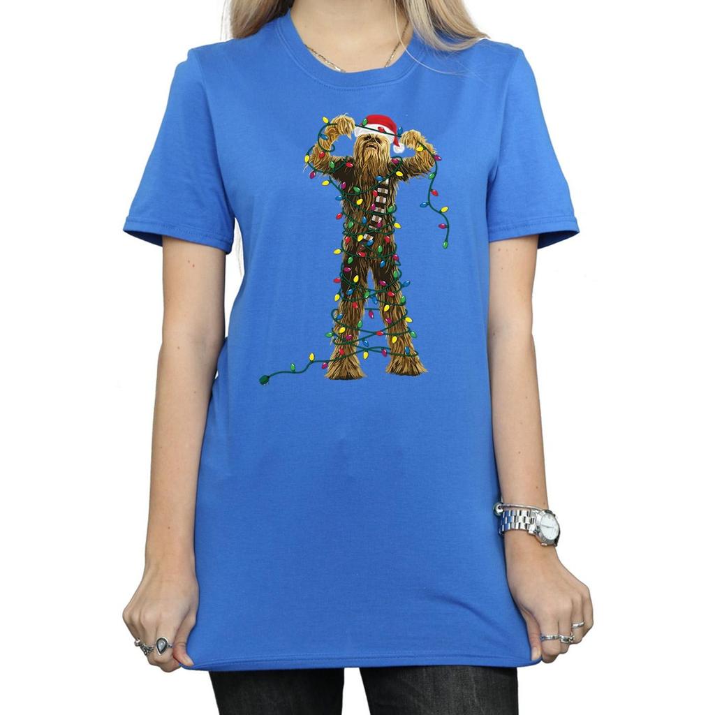 Star Wars Womens/Ladies Chewbacca Christmas Lights Cotton Boyfriend T-Shirt