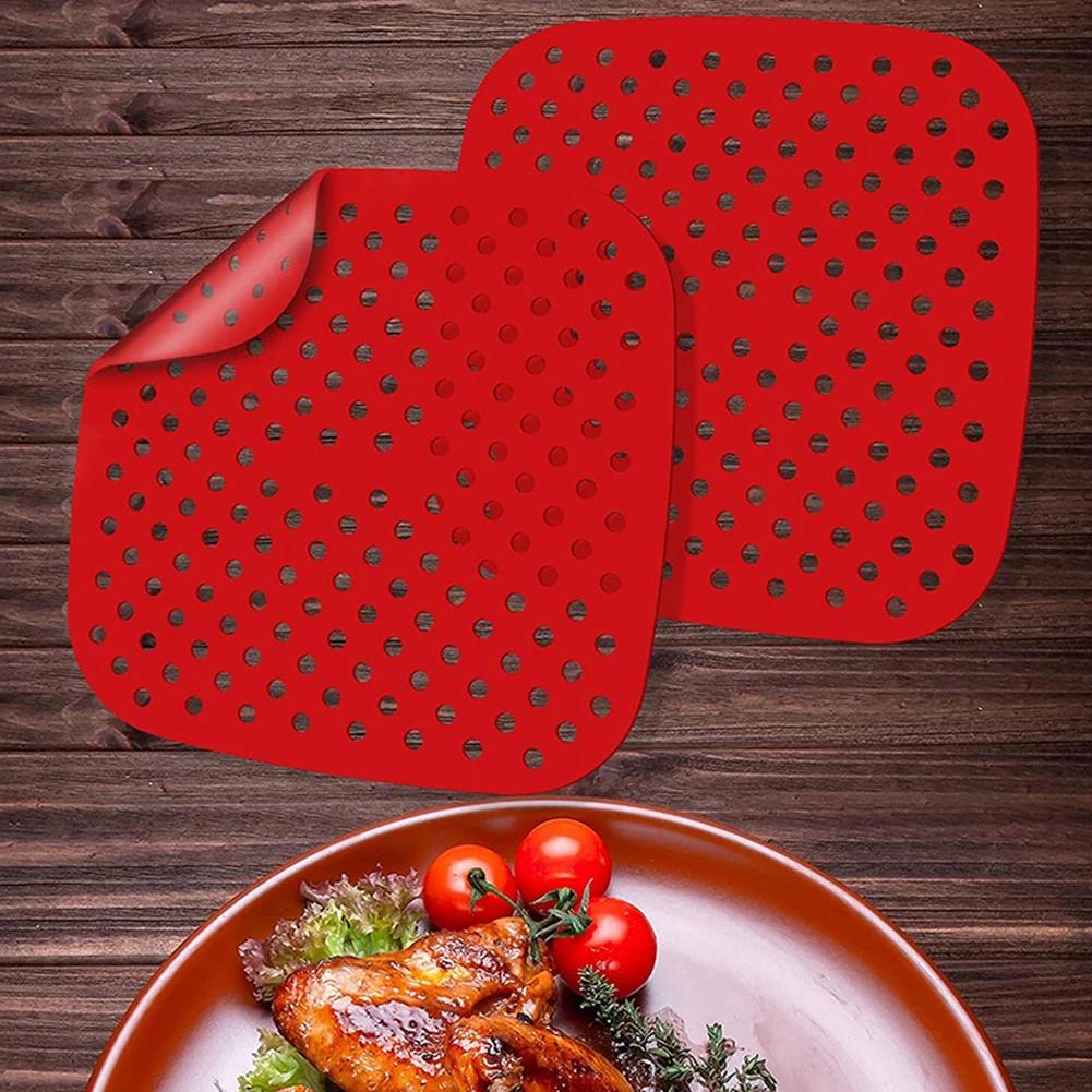 Air Fryer without oil Liners  Reusable Silicone Non-Stick Air Fryer Mat Steamer Pad Parchment Paper Easy to Clean Round/Square
