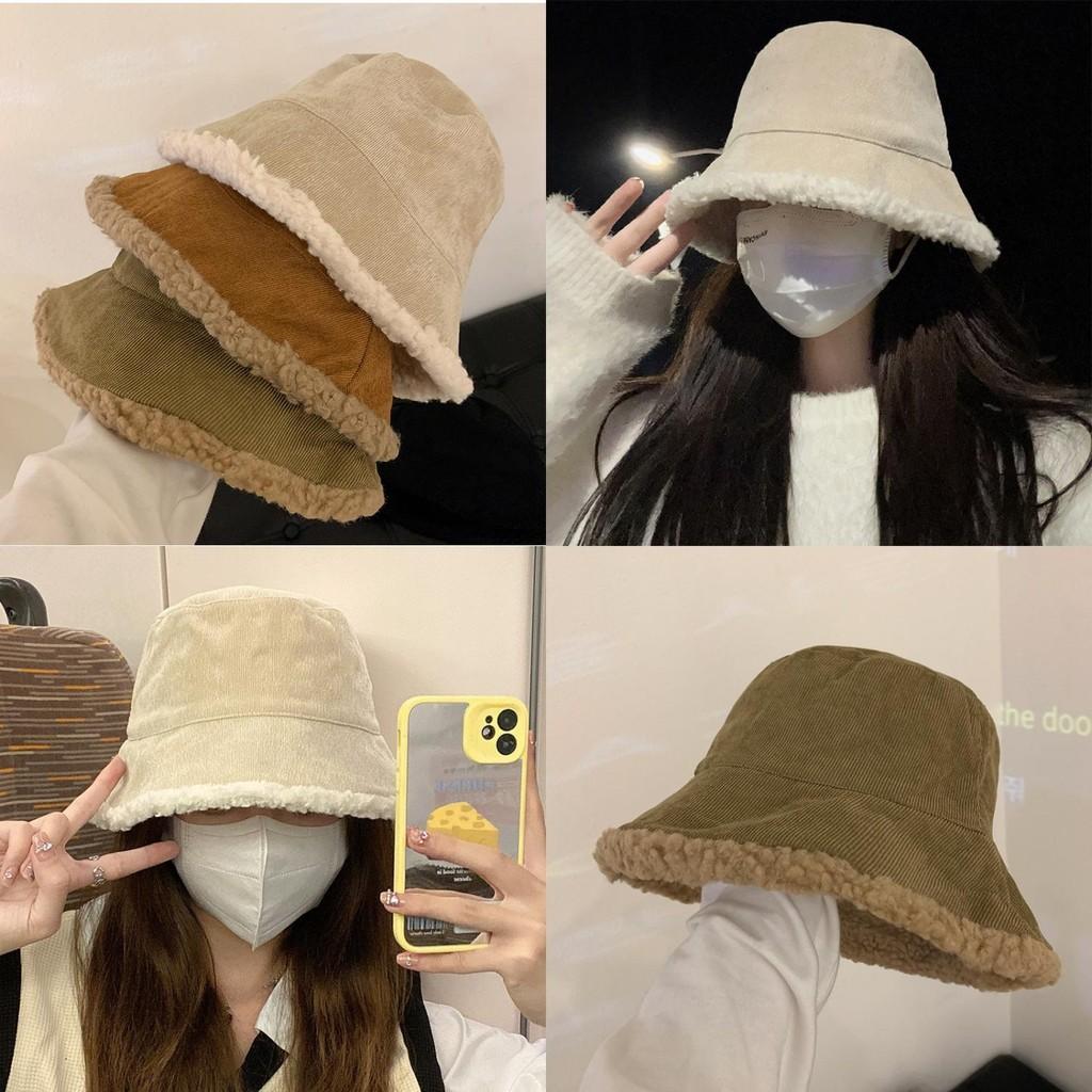 Stylish Warm Lamb Wool Bucket Hat For Winter Cute Cozy Fuzzy Fisherman Hat For Women