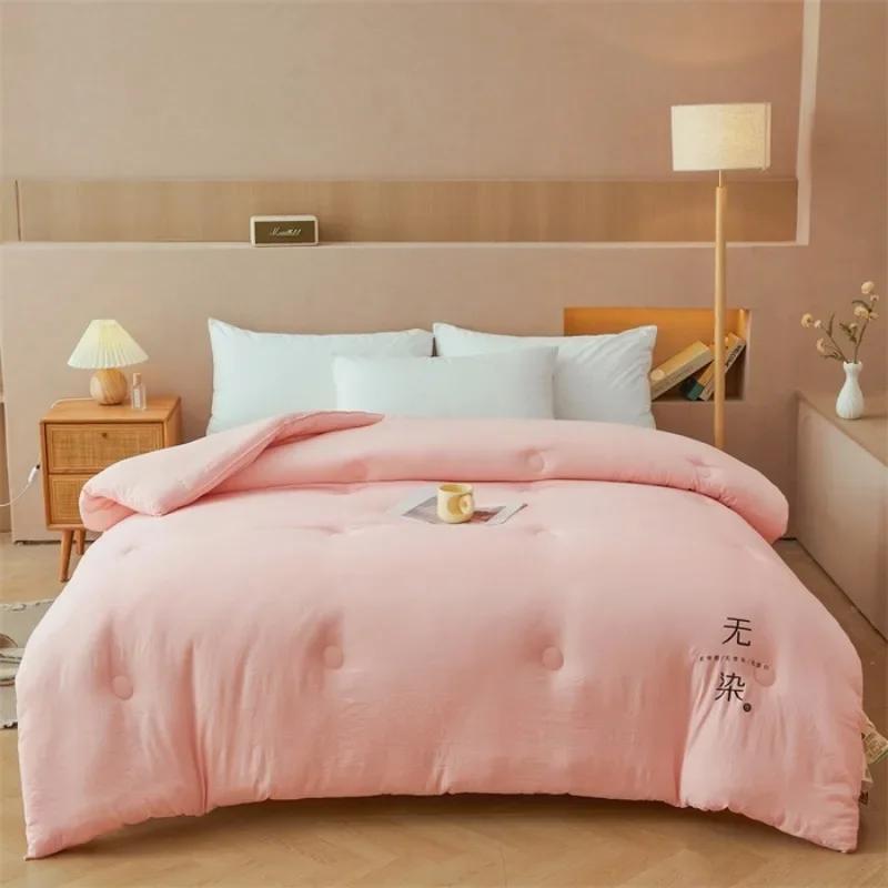 

Soybean Fiber Raw Cotton Soybean Quilt Single Double Winter Quilt Core Thickened Student Dormitory Spring Autumn Summer Quilt 150x200cm 1.5kg рожевий