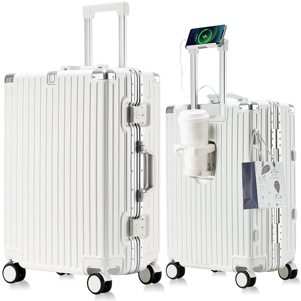 

Найлегший на складі також діамантовий замок для перенесення із захисним стаканом з USB великий алюмінієвий TSA багаж для школи подорожі за кордон бізнес білий