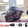 Full Face Motorcycle Helmet With Rear Wing Bluetooth Headset Men All Season Electric Bike Motorbike Riding Safety Gear