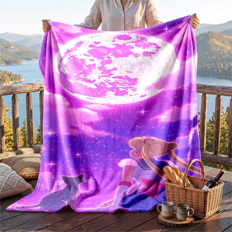 Warm Flannel Throw Blanket,Sailor Moon Lightweight Cozy Blanket For Bed Sofa And Daily Use