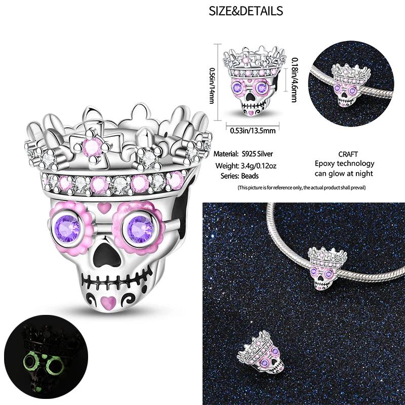 New Coppering Halloween Witch Skeleton Bat Charm Chain Beaded Fit Original Bracelet Diy Ladies Jewelry