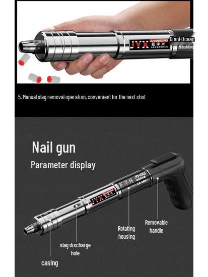 Ultra-quiet, All-steel Pneumatic Nail Gun for Industrial and Household Use, Perfect for Ceiling Applications.