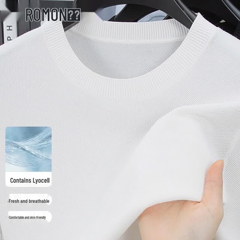 ROMON 2026 Summer Men s Short Sleeve Knit T-Shirt 3XL