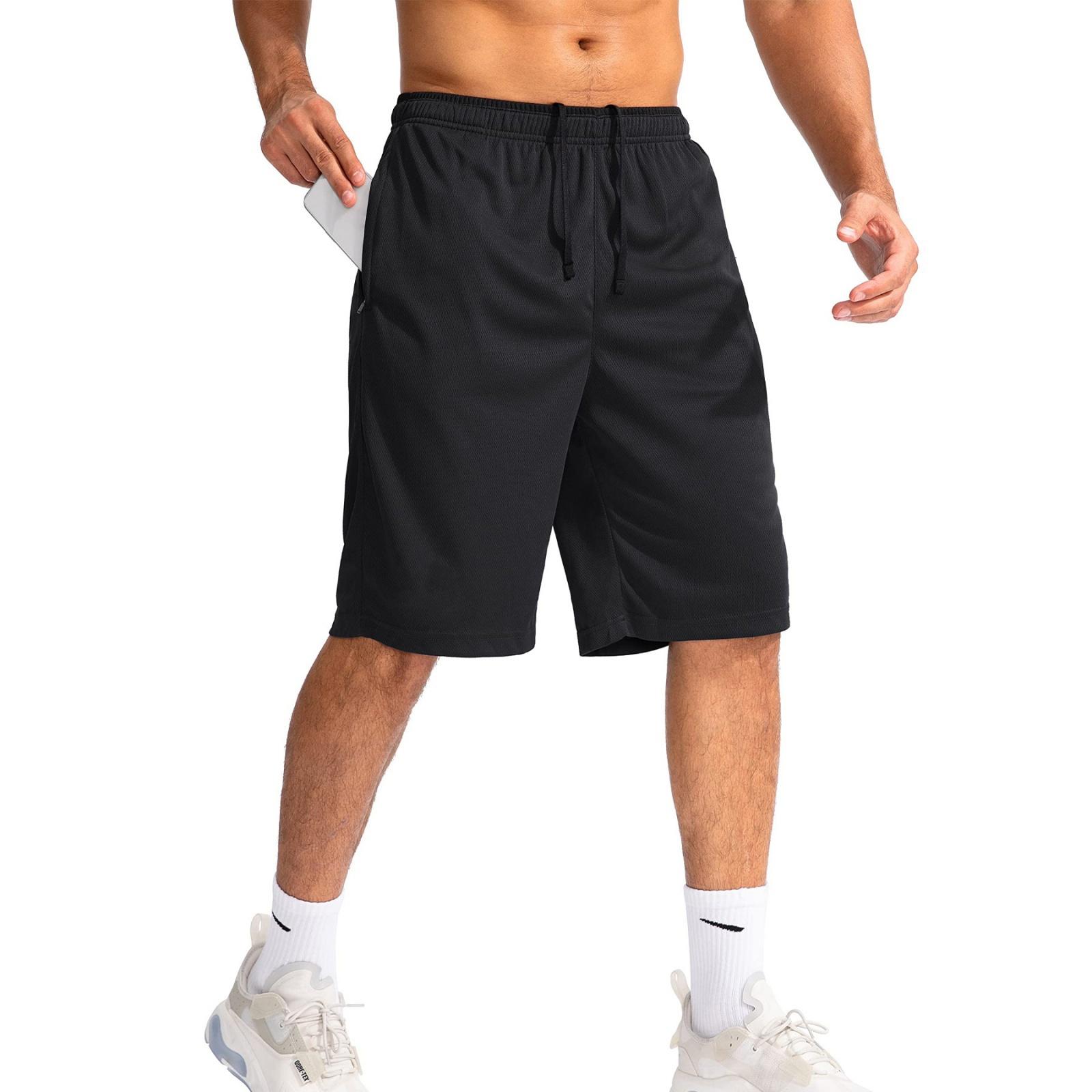 Herren Athletic Laufshorts mit Reißverschlusstasche Leichte Schnelltrocknende Fitnessshorts Lässige Strandbekleidung Fünf Zoll Schrittlänge XXXL schwarz