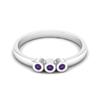 Tiny Round Shape Amethyst Gemstone 925 Sterling Silver Three Stone Minimalist Women Engagement Ring