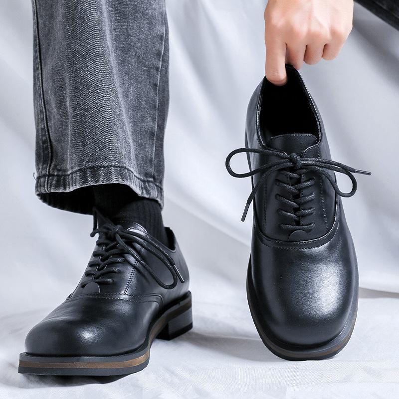 

2024 New Trendy Platform Leather Shoes Men s and Women s British Commuter Shoes Business Dress Derby Shoes 14643-R 38 чёрный