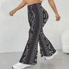 Pantaloni a zampa casual a vita alta da donna, Pantaloni a campana Streetwear con stampa floreale