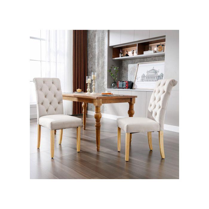 Esszimmerstühle - MUVOE - 2er-Set - Beige Samt - Eichenbeine - Modernes Design