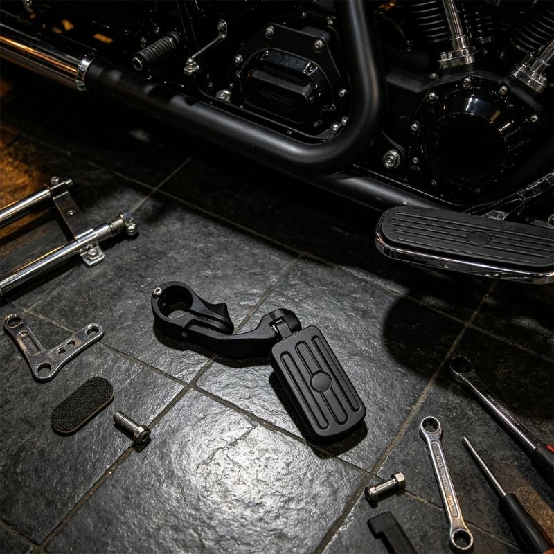 Motorcycle Highway Foot Pegs Pair for Crash Bars, Clamp On Footrests with Rubber Pads, 32MM Bar Fit and Road Use