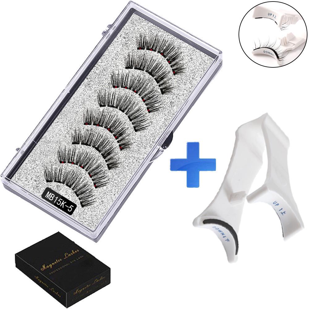 Two Pairs of Magnetic False Eyelashes with Curler - No Glue Needed, European & American Thick Style.