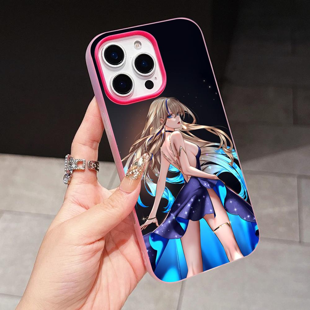 HSR Serval Jelly Double layer Rose Red Mobile Phone Case for iPhone 17 16 15 14 13 12 11 Air Pro Max Plus Protective