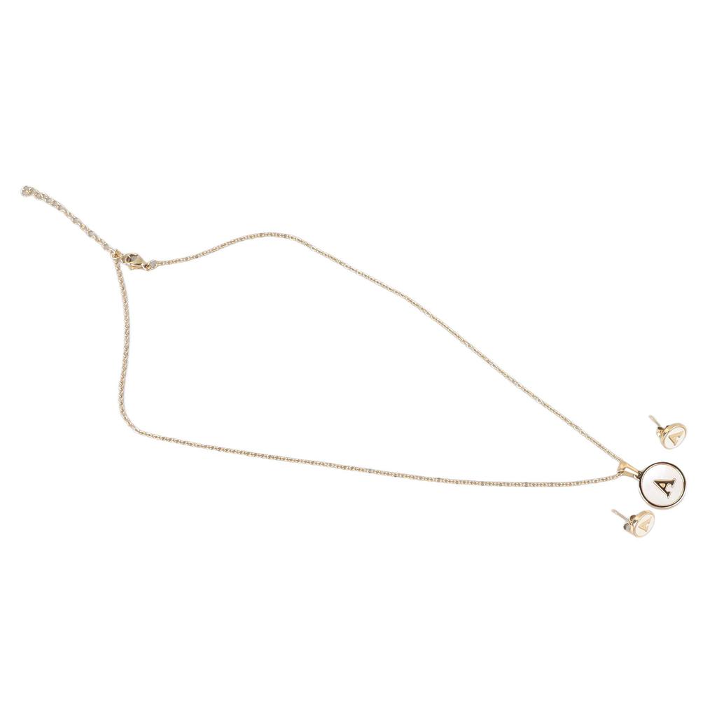 Alphabet Necklace Set 18K Stainless Steel Pendant Necklace Earrings Studs Fashion Jewelry