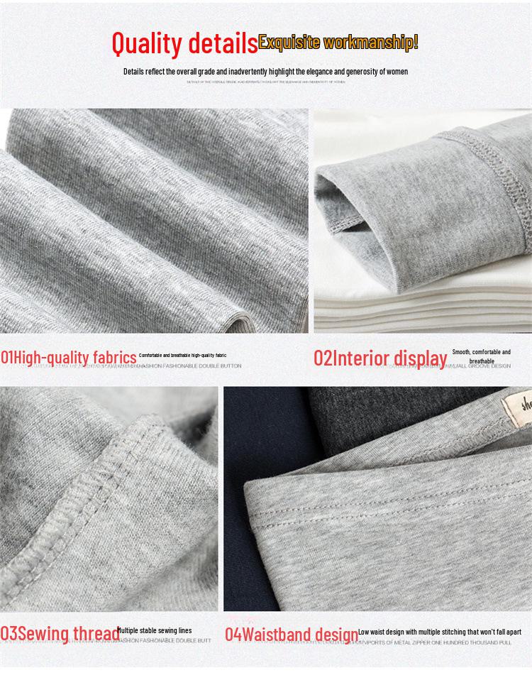 Women's High Waist Brushed Cotton Leggings: Versatile, Slim Fit Nine-Point Pants for Spring and Autumn.