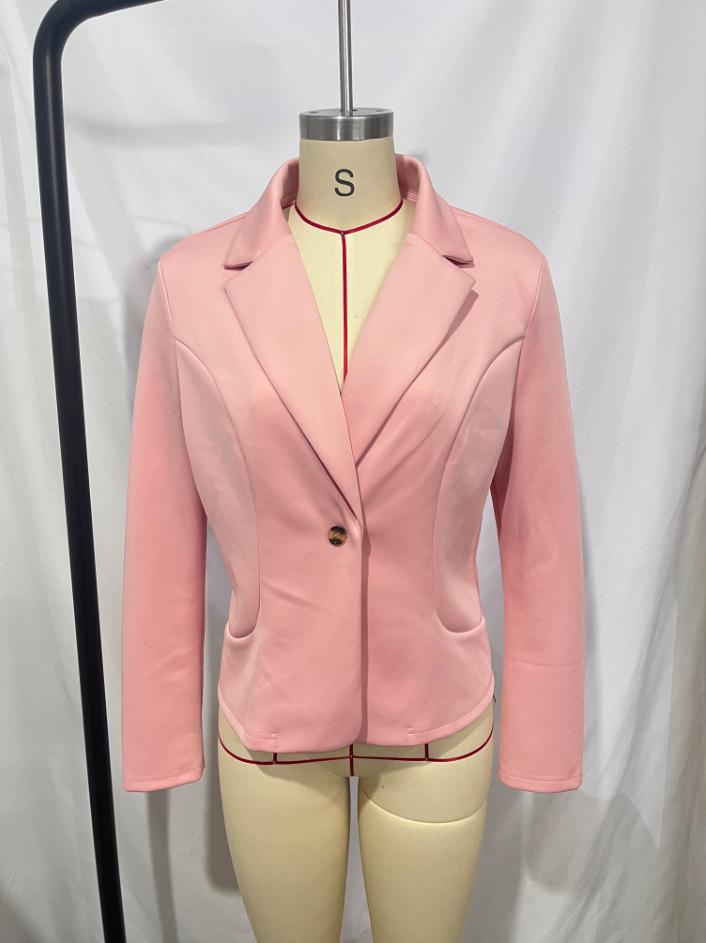 2026 Autumn Women's Slim Fit Long Sleeve Solid Color Blazer Jacket