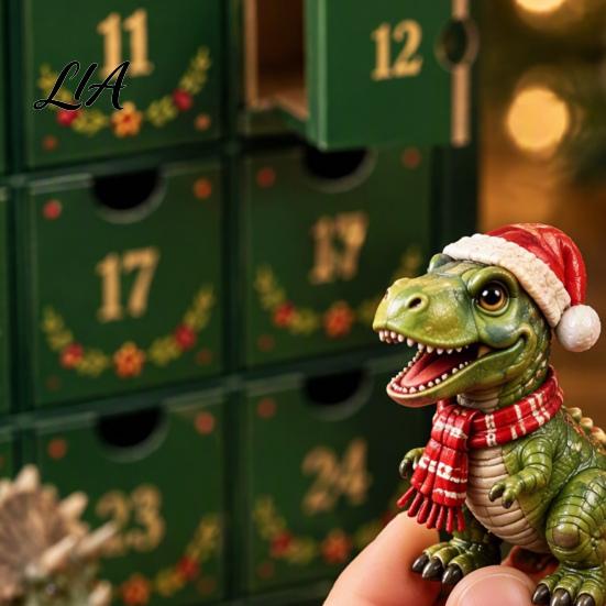 Creative Advent Calendar for Kids Dinosaur Calendar, 24Pcs Acrylic Ornament Set with Cute Educational Animal Figures Dino Figures, Christmas Countdown