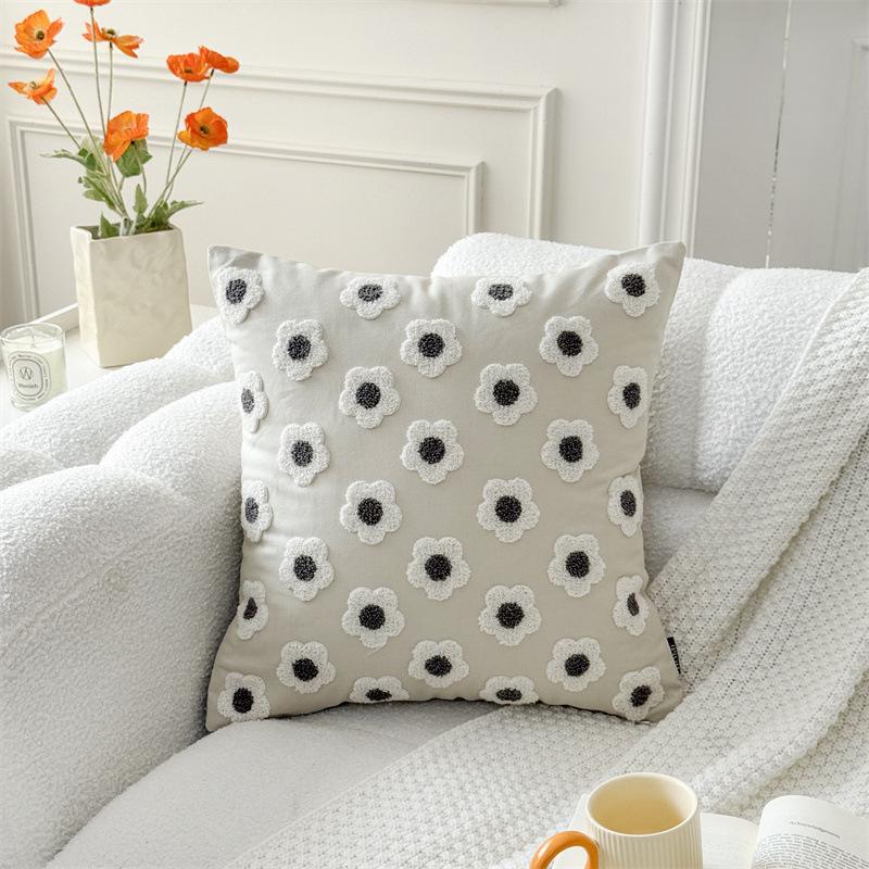 45x45CM Solid Color Square Throw Pillow Cover Light Luxury Nordic Flower Sofa Cushion Waist Cover Home Decorative Pillowcase