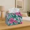 1pc Tissue Box Holder Featuring a Pink And Green Floral Design On a White Backdrop - A Versatile Napkin Dispenser Suitable for Home Gatherings, Car De