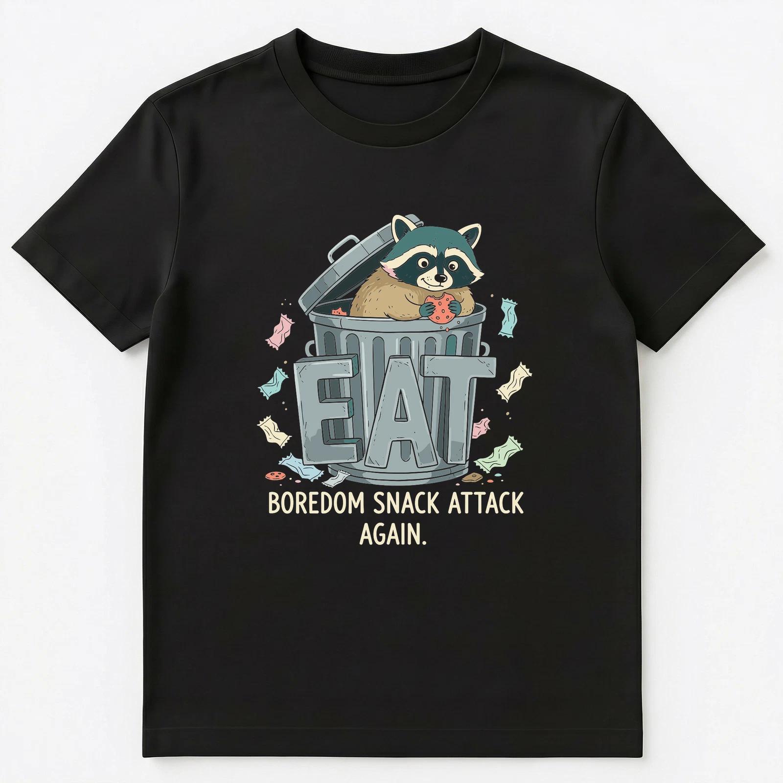 Snacker Raccoon Lover Funny Boredom Snack Attack Foodie Unisex T-Shirt S
