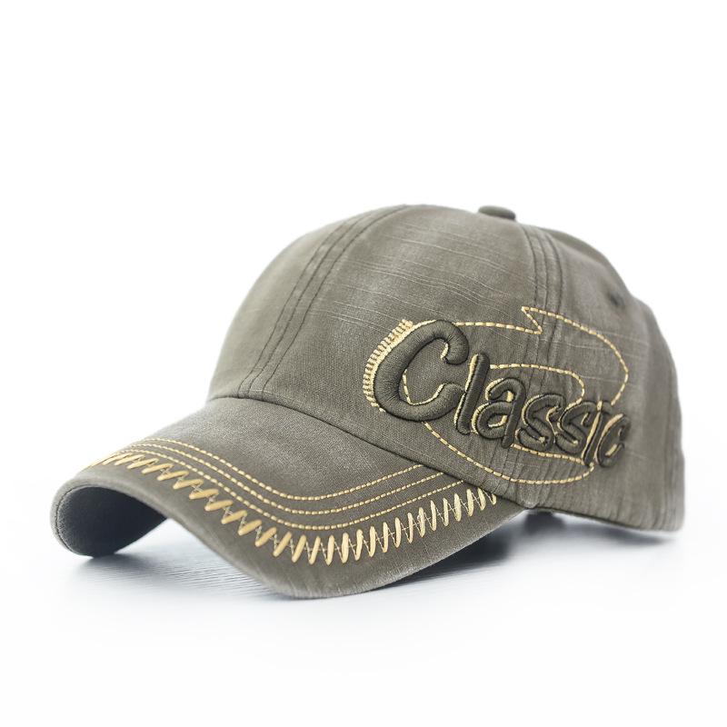 Men's Korean Style Distressed Baseball Cap with Retro Letter 3D Embroidery