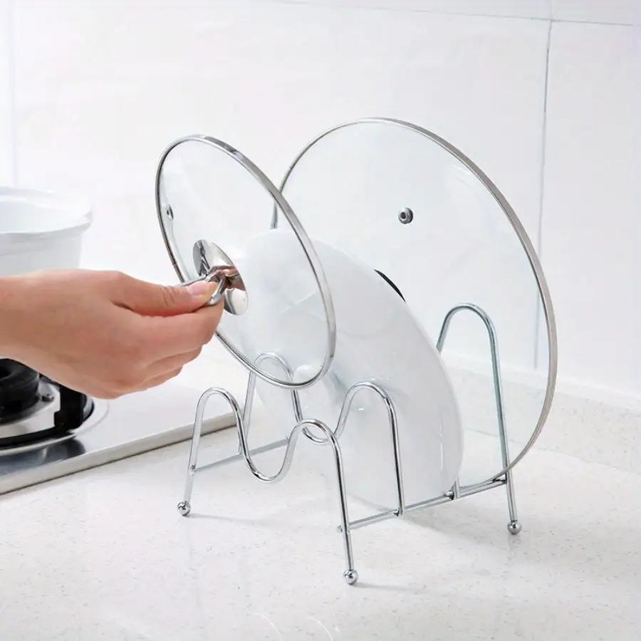 Heavy-Duty Multi-Layer Pot Lid Organizer Space-Saving Kitchen Countertop Organizer with a Sturdy Base & Robust Iron Construction