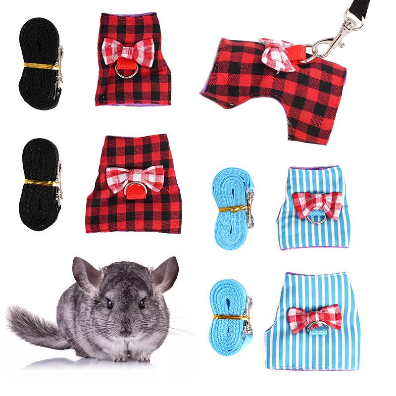 Hamster Small Pet Harness Rabbit Bowtie Striped Star Harness Vest Traction Rope Ferret Guinea Pig Hamster Chest Strap