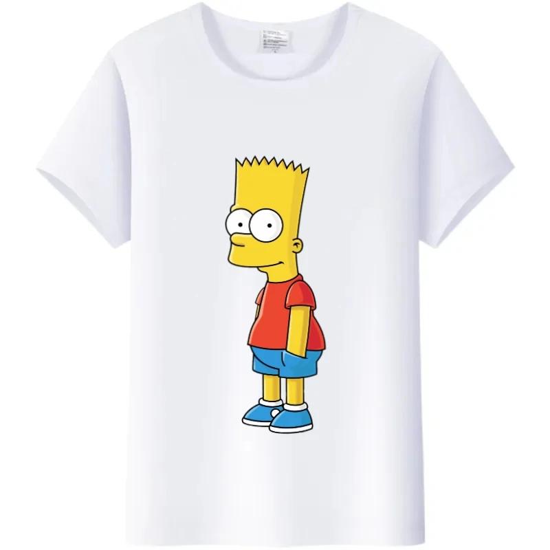Casual Disney Cartoon Simpson Harajuku T-shirt Summer Blouses Ladies Men White Tees Tops Short Sleeve Blouses Women 90S Tshirt