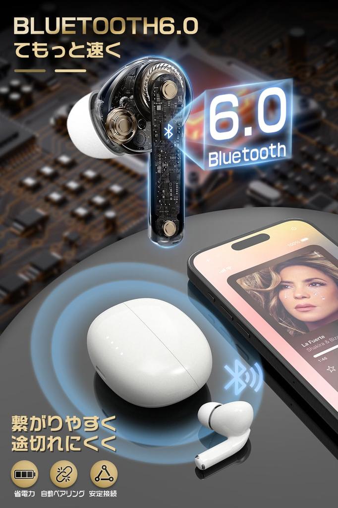 Immersive Sound Bluetooth Wireless Earbuds with Auto Touch Sound ENC Noise Sound Leakage Low LED Fast Long IPX7 Perfect for and Gaming Quality 6.0