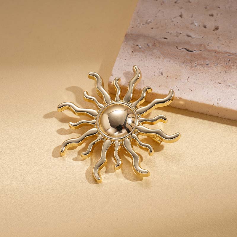 Spilla da sole in metallo alla moda per donne uomini Vintage Punk Colore Oro Spille Spille Accessori Gioielli Abbigliamento Regalo