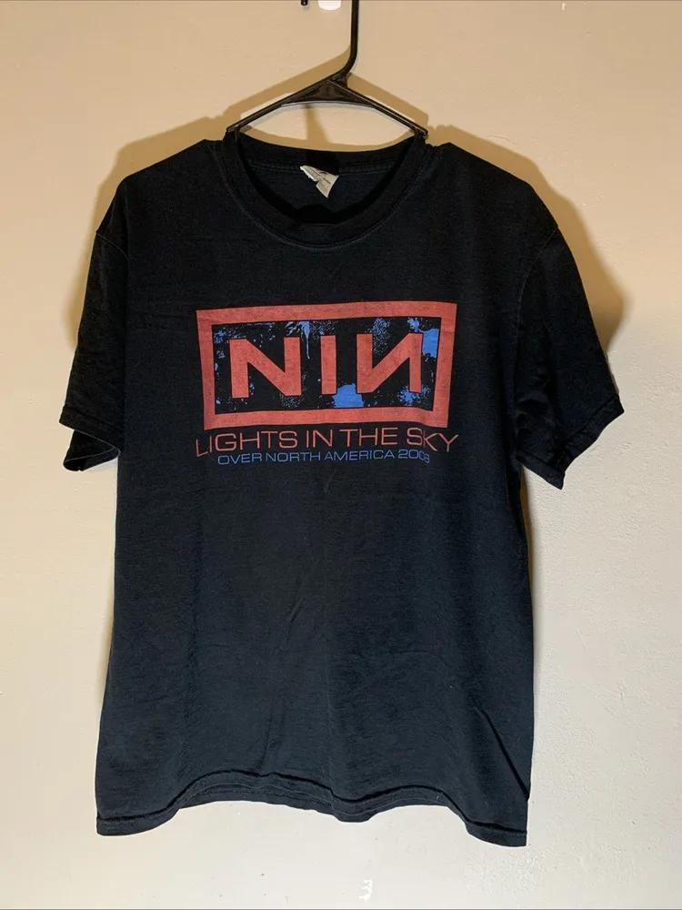 Unisex Short Sleeve Crew Neck Cotton T Shirt Nine Inch Nails Lights In The Sky S