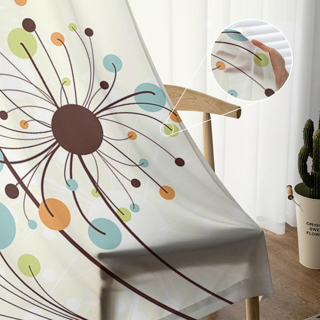 Abstract Dandelion Flowers Sheer Curtains For Girl Kids Bedroom Kitchen Window Drapes Curtain Home Decoration