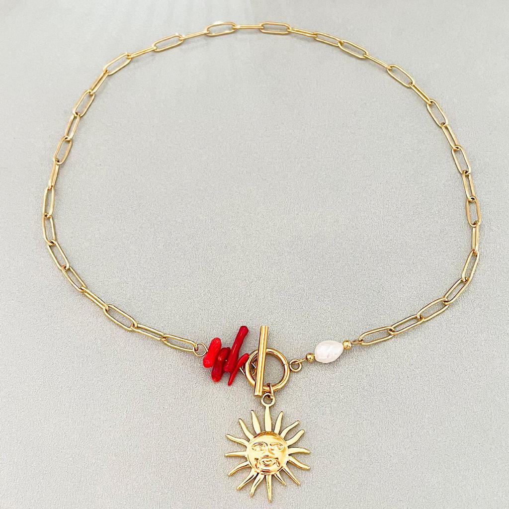 Stainless Steel Love Heart Sunflower Pendant Necklace, 18K Gold Plated, Non-Fading Jewelry for Women