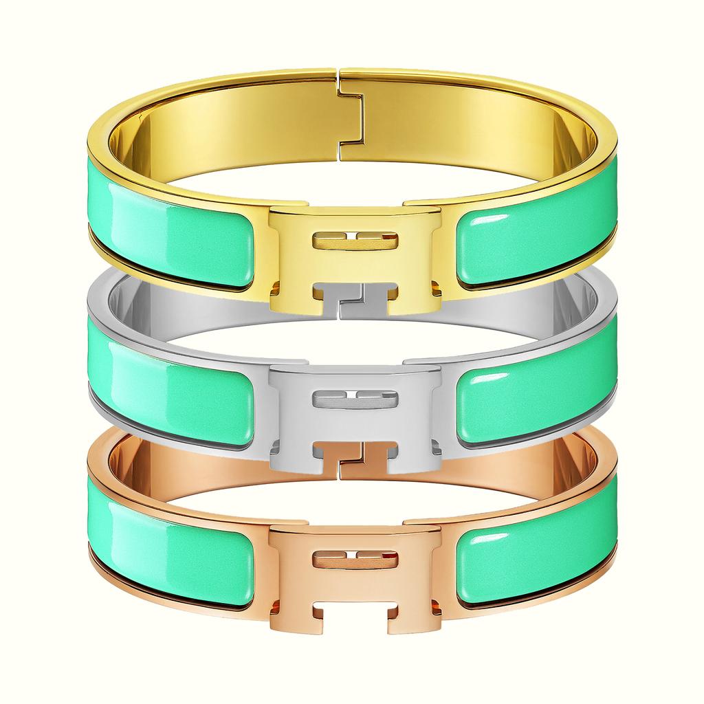 Klassisches H-Buchstaben-Armband mit mehrfarbigem Emaille-Armband 925er Silber