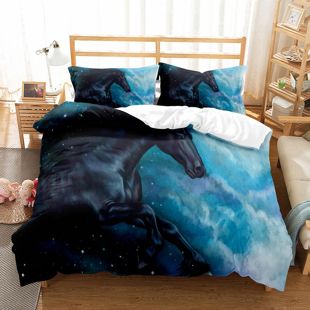 Luxury 3D Bedding Set Europe Queen King Double Twin Duvet Cover Set Comfortable Quilt Cover Bed Set Animal Horse Wild Animals