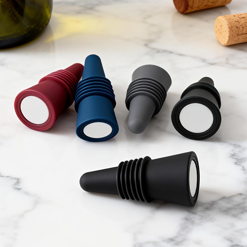 2Pcs Wine Cork Beverage Bottle Seal Soft Silicone Wine Cork with Grip Top
