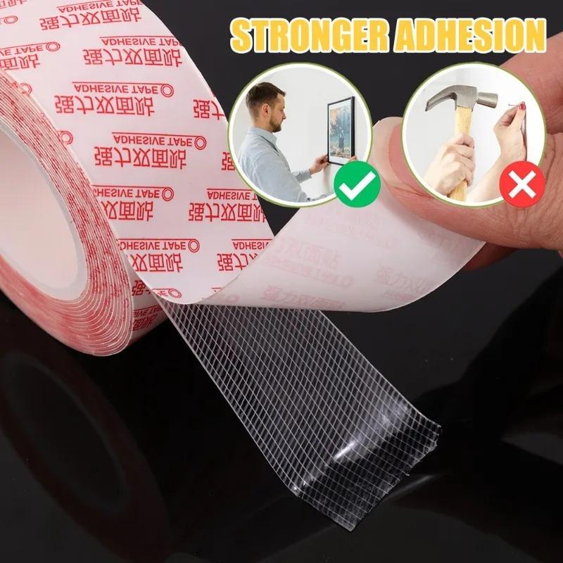 Double-sided Strong Nano Tape Non-slip Transparent Mesh Tapes Waterproof Sticky Strip Heavy-duty Office Home Decoration Tapes