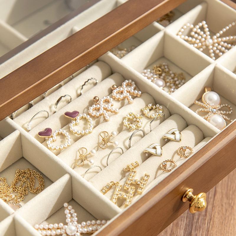 Solid Wood Multi-layer Large Capacity Jewelry Box - Wooden Wedding Gift and Ring Storage
