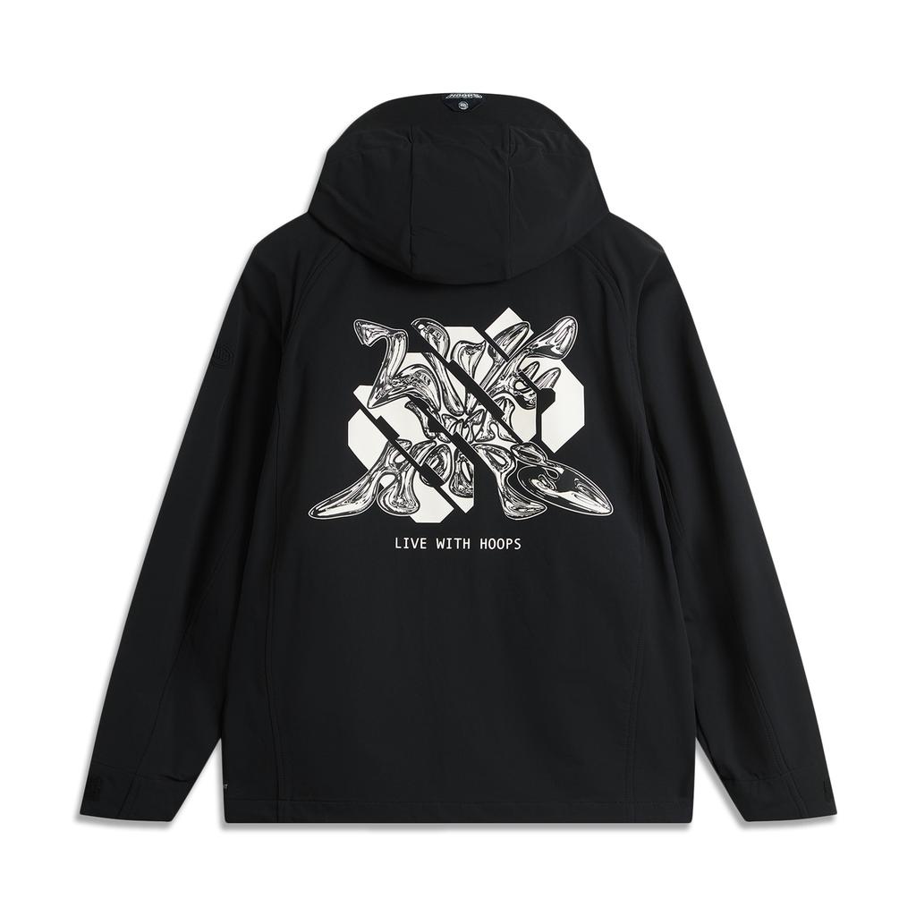 Li Ning Seria Koszykarska Wodoodporny Wiatrówka z Kapturem i Długim Rękawem Męska odzież wierzchnia Czarna AFDU505-1