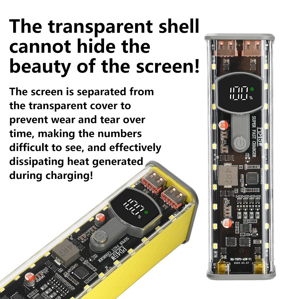 PD 45W 8*18650 Battery Case Super Fast Charging Transparent Rechargeable Case Weldless Box With Outdoor Light