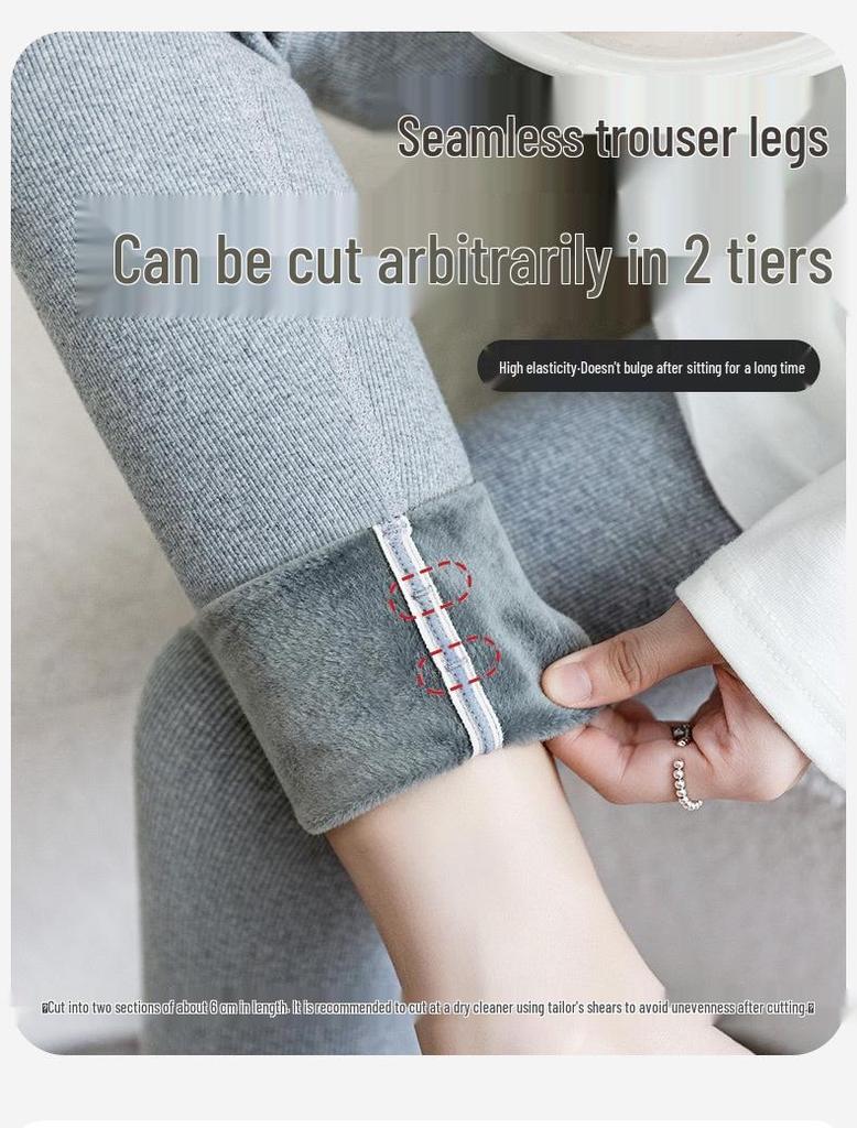 Women's Gray Velvet Leggings, Thick, High-Waisted, Slimming, Autumn/Winter 2026 Style