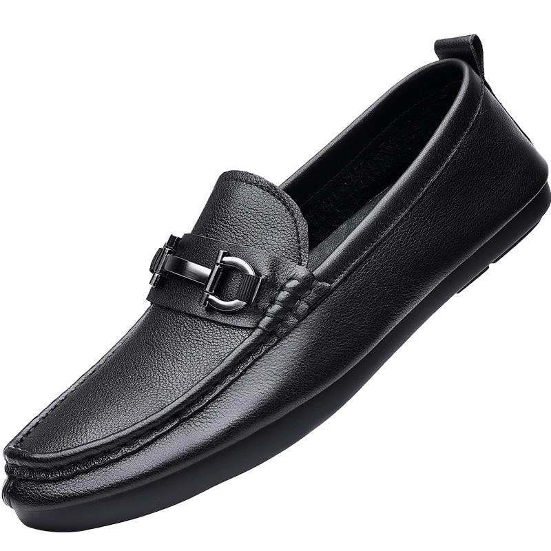 

Мода Мода Мужская Повседневная Кожаная Обувь Новая Дышащая Деловая Обувь На Все Случаи Жизни Нескользящие Лоферы Ручной Работы Мокасины для Вождения Туфли 44 чёрный